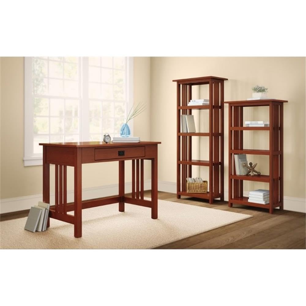 Alaterre Furniture Mission Book Shelf-4 Tier Bookcase with Adjustable Shelves for Living Room or Home Office, 48-Inch, Cherry Alaterre Furniture