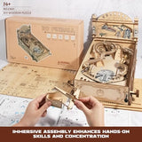 DIY Miniature Pinball Machine Kits, 3D Wooden Puzzles for Adults, Wooden Models for Adults to Build, Fun Toys Gifts for Ages 14+ Fuiltee