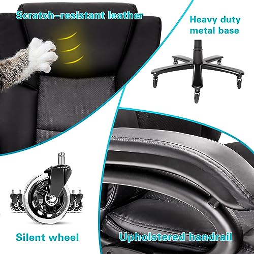 Indulgear 500lbs Big and Tall Office Chair, Heavy Duty Office Chair for Heavy People, High Back Executive Desk Chair with Adjustable Lumbar Support,Quiet Rubber Wheel,Pocket Spring Cushion Indulgear