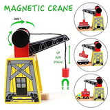 Qilay Wooden Train Set for Toddler - 39 Pcs Wooden Train Tracks with Crane, Bridge & 5 Wooden Trains - Train Toys for 3,4,5 Year Old Boys & Girls - Qilay