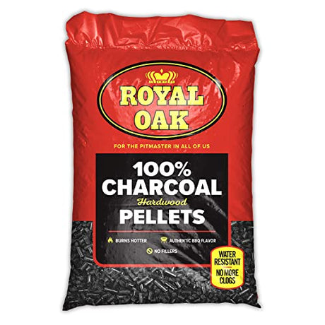 Royal Oak 100 Percent Charcoal Hardwood Pellets for Real BBQ Flavor, Grilling and Smoking, High Heat, Resists Water, Easy to Clean, 30 Pound Bag Royal Oak