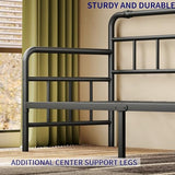 Sementa 14 Inch Daybed-Frame, Twin-Daybed with Classic-Headboard - Heavy Duty Steel Slats,Metal Sofa Bed Frame for Living Room Bedroom Guest Room, Easy Assembly(Black) Sementa