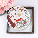 FRANDEK Fox Scenery Embroidery Kit for Beginners Adults, Complete Starter Cross Stitch Set with Printed Pattern, Cotton Threads, Bamboo Hoop, Needles, DIY Needlework Craft Gift for Mom Grandma
