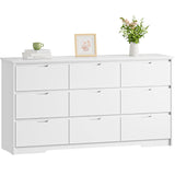 CARPETNAL 9 Drawer White Dresser for Bedroom with Deep Drawers, Large Dressers & Chest of Drawers Handle Free, Modern Long Dressers for Closet Bedroom, Living Room (59.25" W x 15.9" D x 31.9" H) CARPETNAL