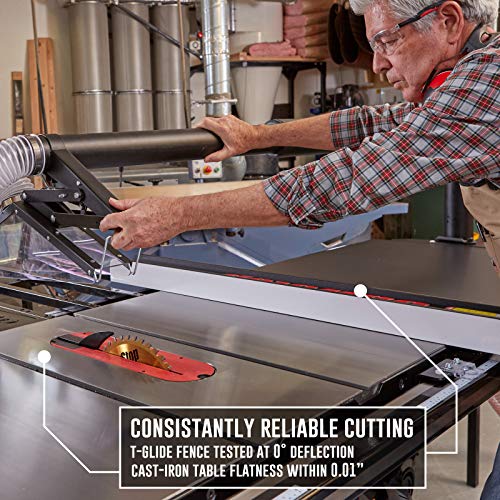 SAWSTOP 10-Inch Industrial Cabinet Saw, 5-HP, 52-Inch Industrial T-Glide Assembly (ICS53480-52) SawStop