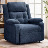 Korser Power Recliner Chair for Adults, Oversized Electric Recliner with Thickened Cushions, Chenille Fabric Reclining Chair for Living Room, Bedroom, Blue