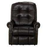 Catnapper Tyler Chocolate Brown Leather Power Lift Lay Flat Recliner with Heat & Massage Catnapper