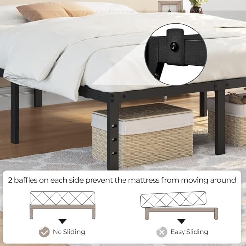 Yaheetech 14 Inch Tall Metal Bed Frame Queen Platform Bed Frame with Storage Space,Sturdy Slat Support,Easy Assembly,No Box Spring Needed,Black Yaheetech