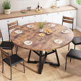 Jocoevol 51'' Round Dining Table for 6,Kitchen Dining Room Circle Dinner Pedestal Table,Space Saving Wood Kitchen & Dining Room Furniture (Vintage, 51In) Jocoevol