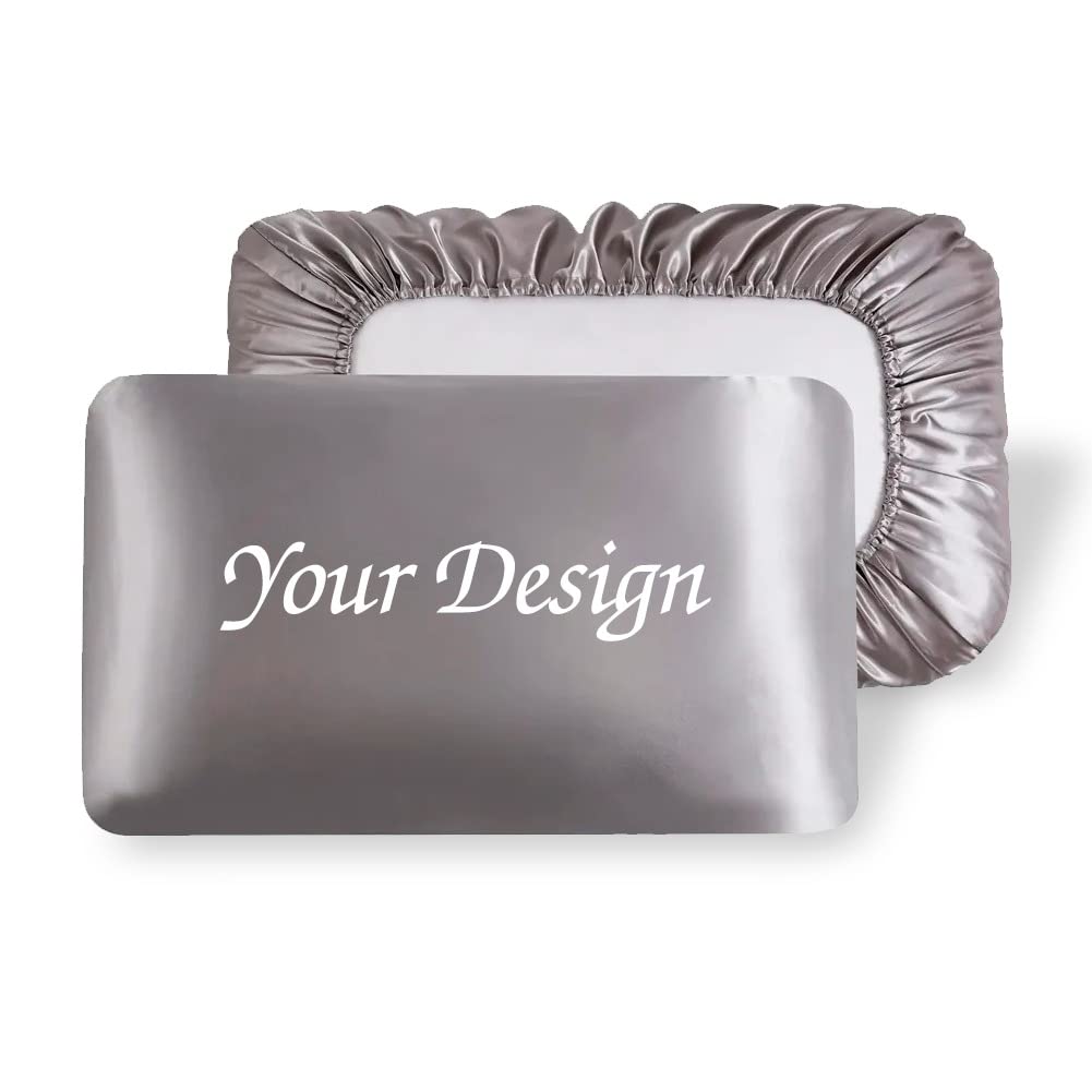 2 Packs Silk Satin Pillowcases for Hair and Skin. Decorative Luxurious Travel Elastic Band Satin Pillowcase. No Zipper, Folded Soft Blank Pillow Covers. Perfect for Travel and DIY Sublimation - Grey TornadoZ