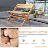 Giantex Folding Teak Wood Outdoor Bench - 2-Person Patio Seat with Elegant Design for Garden and Poolside Giantex