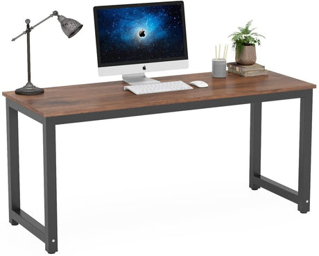 Tribesigns Computer Desk, 63 inch Large Office Desk Computer Table Study Writing Desk Workstation for Home Office, Rustic Brown Tribesigns
