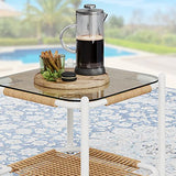 JAMFLY Outdoor Patio Furniture Set 3 Piece, Rattan Furniture Conversation Set, Small Wicker Patio Furniture Set for Porch, Backyard, Balcony with Soft Cushions and Glass Table JAMFLY