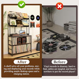 Aquzee Extra Large Record Player Stand, Vinyl Record Stand Hold Up to 600 Albums, Turntable Stand with Record Display Shelf, Record Player Table for Living Room Bedroom Music Room Studio, Rustic Brown Aquzee