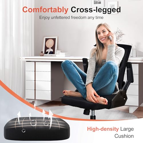 GTRACING Ergonomic Office Chair with Flip-up Armrests Executive Computer Chair for Home Office, Breathable Mesh & Comfy Lumbar Support, Black GTRACING