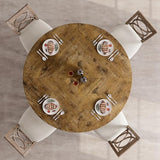 IDEALHOUSE 47" Round Dining Table Set for 4 to 6, Farmhouse Kitchen Table with Wooden Top and Pedestal Base, Circle Dinner Table for Dining Room, Kitchen Room - Rustic (No Chairs) IDEALHOUSE