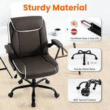 NEO CHAIR Office Desk Computer Chair Ergonomic Executive Mid-Back Leather Gaming Chair with Adjustable Flip-Up Armrests Wheels Swivel for Home Study Task (Brown) NEO CHAIR