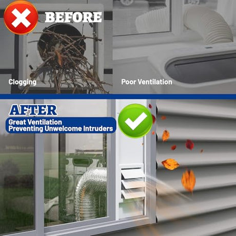 Wintcomfort Window Vent Kit with Louvered Vent Cover Fit for 3" and 4" Vent Hose, Adjustable Window Seal Panels for 3"/4" Exhaust Ventilation Duct of Laser Engraver/3D Printer Enclosure, Dryer Wintcomfort