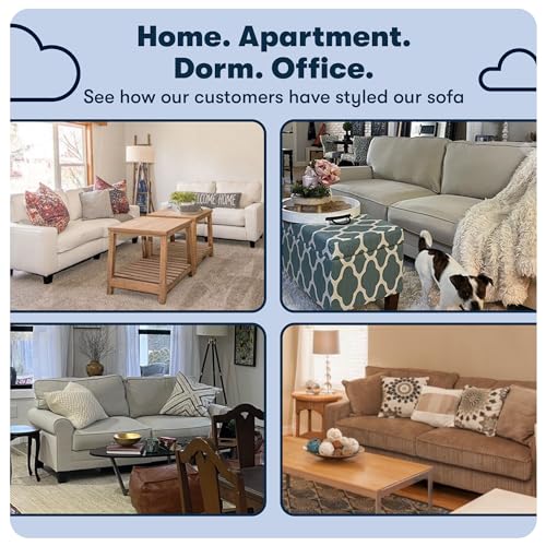 Serta Copenhagen Rolled Arm Sofa, Easy Care Polyester, Soft Pillow Back, Pocket Coil Seat Cushions, Removable Covers, Couch for Small Spaces, Living Rooms or Bedrooms, 61" Loveseat, Brown Serta