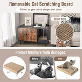 Tangkula Cat Litter Box Enclosure, Cat Washroom W/Divider, Scratching Pad, Metal Leg, Enclosed Cat Box Cabinet Pet House W/Double Doors, Litter Box Furniture Hidden for Large Cat (Rustic Brown) Tangkula