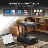 Monport 50W Pro Integrated Fiber Laser Engraver, 5.9"x5.9" Working Area, LightBurn Compatible, 3D Relief Engraving Metal Marking Machine with One-Touch Autofocus, JPT Laser Source Monport