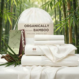 Bedsure 100% Organically Grown Bamboo Viscose Sheets - 18 Inches Deep Pocket Sheets with Elastic Corner, King Size Sheets Set, Ultra-Soft, Silky & Cooling Bedsheets, Oeko-Tex, 4 Pieces, Ivory Bedsure