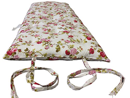 D&D Futon Furniture Queen Size Rose White Traditional Japanese Floor Mattresses, Cotton Batting/Foam/Polyester Batting, Foldable Cushion Mats, Yoga, Meditation 80 x 60 x 3 D&D Futon Furniture