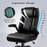 VENDORZ Big and Tall Office Chair, Ergonomic Leather Office Computer Desk Chair, Black Heavy Duty Office Chair with Flip-up Armrest, Comfortable High Back Home Chair 400 LBS with Lumbar Support VENDORZ