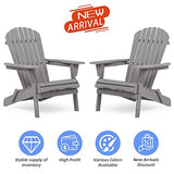 Ajikgn Outdoor Wooden Folding Set of 2 Solid Cedar Wood Lounge Patio Garden, Lawn, Backyard Adirondack Chair, Gray Ajikgn
