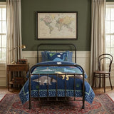 Soul & Lane Dinosaur Quilt Set – Twin and 1 Sham, Kids Dinosaur Bedding for Boys, Toddler Twin Comforter and Dino Bedspread, Reversible T-Rex Bedding with Blue Check Pattern, Dino Delight Soul & Lane
