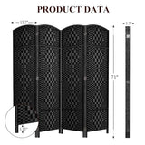 HALLYBEE Room Divider, Room Dividers and Folding Privacy Screens, 16in Privacy Screen, 4 Panel Temporary Wall Partitions, 6ft Space Separation Panel Screen, Black HALLYBEE