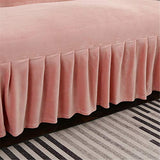 GIANCO FERRO Armless Velvet Pink Futon Cover with Ruffle Skirt higly Stretch Futon Sofa Bed Cover No Arm Stain Resistant Machine Washable Large GIANCO FERRO