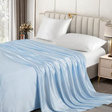 Counfeisly Satin Twin Flat Sheet, Luxury and Silky Soft Bed Top Sheet Only, Baby Blue Counfeisly