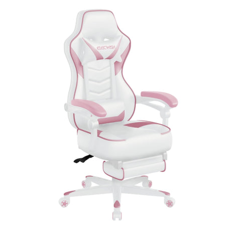 ARTETHYS Gaming Chair, Ergonomic High Back Racing PU Leather Computer Chair with Adjustable Footrest, Headrest and Lumbar Support and 90 to 150 Degree Tilt Pink ARTETHYS