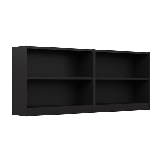 Bush Furniture Universal Black 2 Shelf Bookcase Set - Versatile Storage and Display for Home Office or Living Room - WoodArtSupply