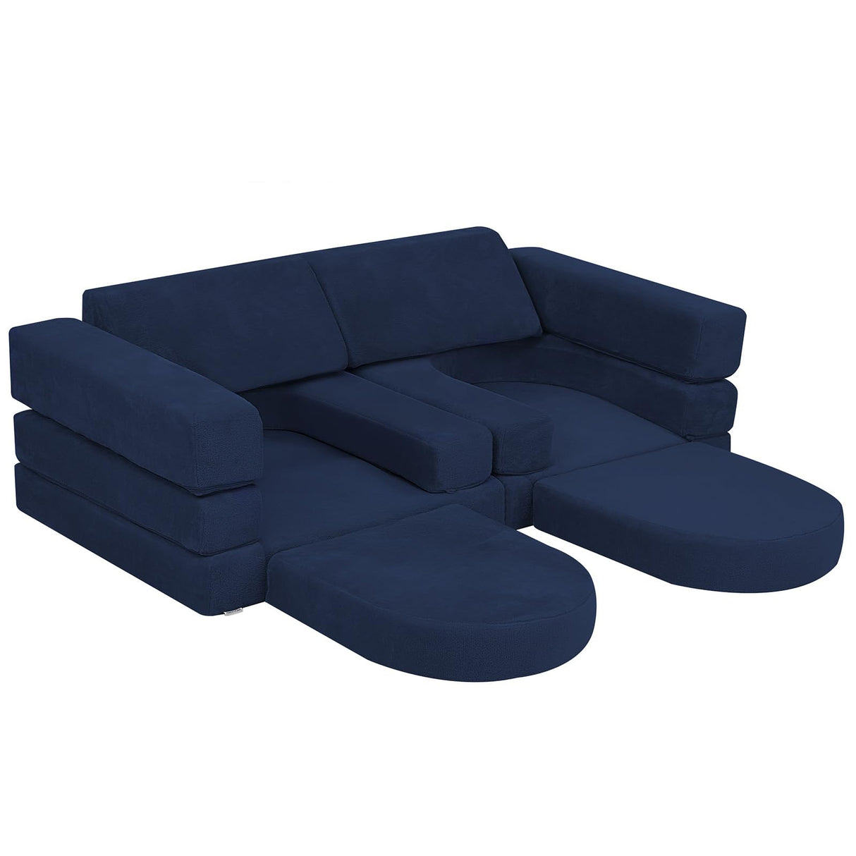 MeMoreCool Modular Kids Play Couch – 10-Piece Foam Sofa for Toddlers & Kids, Convertible Playroom Furniture and Fold-Out Floor Bed, High-Density Foam with Washable Covers – Navy Blue MeMoreCool