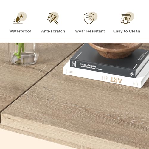 Halitaa Extendable Dining Room Table for 6-10 Person, 55'' to 78'' Rustic Expandable Rectangle Dining Table, Meeting for Small Kitchens, Dining Office Areas, Oak Halitaa