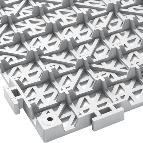 VEVOR Interlocking Tile 50PCS Gray, Drainage Tiles 12" x 12" Splicing, Soft PVC Interlocking Drainage Floor Tiles, Non-Slip Drainage Holes for Restroom, Bathroom, Kitchen, Pool, Wet Areas VEVOR