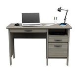 Inval 2-Drawer Computer Desk with Keyboard Tray, Gray Smoke Oak Inval