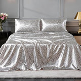FreshCulture Satin Sheets Full Size - 4 Piece Luxury Soft Silky Full Size Bed Sheets, Similar to Silk Bed Sheet Set with 1 Deep Pocket Fitted Sheet, 1 Flat Sheet & 2 Pillowcases (Leopard) FreshCulture
