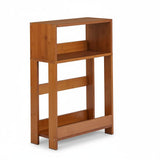 ZEXVIDA Narrow Side Table, 7 Inch Slim Bamboo Nightstand with 3-Tier Storage & Built-in Bookshelf, Small Space-Saving End Table for Living Room, Bedroom, Couch ZEXVIDA