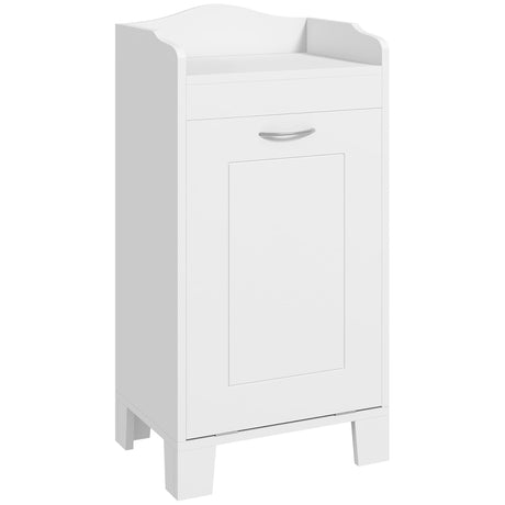 HOMCOM 31" Tilt Out Laundry Hamper, Free Standing Home Organizer Hamper, Bathroom Storage Cabinet, White HOMCOM