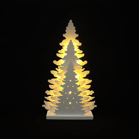 Wooden Christmas Tree Tabletop Decor, Supergorea,LED Wood Craft Christmas Trees Light 2AA Battery Powered 10 inch for Xmas Home Decorations(Indoor) Supergorea