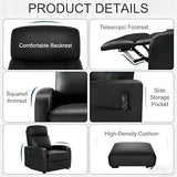 Simple Deluxe Massage Recliner Chair - Adjustable PU Leather Recliner, Luxe Reading Chair & Sofa Chair for Living Room Chairs or Bedroom Chair, Small Recliner for Home Theater, Black Simple Deluxe