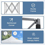 NEWBULIG 10x10 FT Pop Up Canopy Easy Up Tents for Camping Parties Events Beach Backyard Portable Outdoor Shelter Heavy Duty Instant Sun Shade with Sand Bags, White NEWBULIG