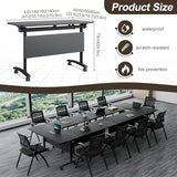 Folding Conference Table On Wheels, 10 Pack Modular Modern Conference Room Table 8-16 People Rolling Meeting Table for School Office (4, Black, 47.2" D X 23.6" W X 29.5" H) robwibw