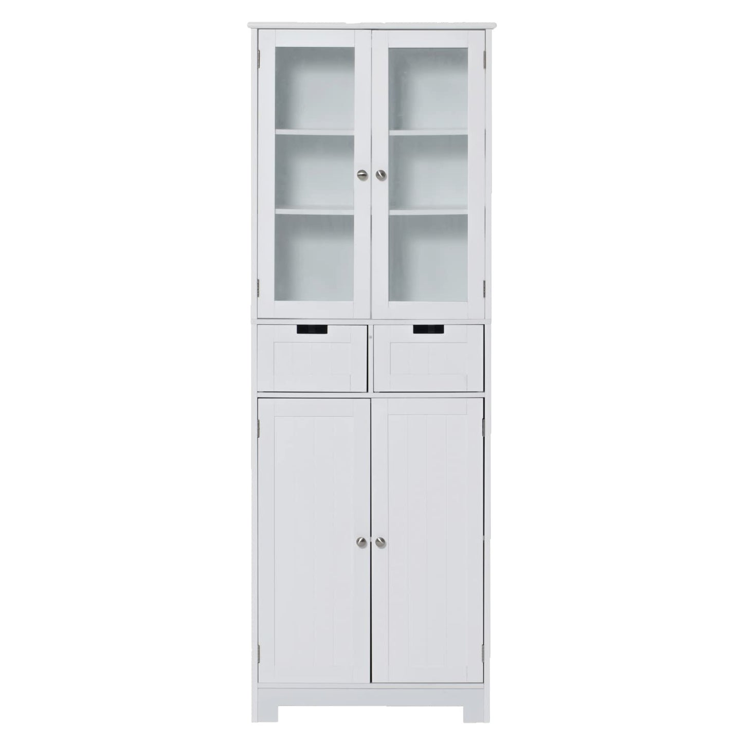 Bathroom Storage Cabinet with Drawers, 67" Tall Floor Linen Cabinet with Doors and Shelves, Freestanding Bathroom Towel Cabinet Organizer, White Accent Cupboard for Bathroom Kitchen Living Room