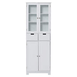 Bathroom Storage Cabinet with Drawers, 67" Tall Floor Linen Cabinet with Doors and Shelves, Freestanding Bathroom Towel Cabinet Organizer, White Accent Cupboard for Bathroom Kitchen Living Room Gitua