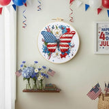 ARTopet Embroidery Kit for Beginners Cross Stitch Kits Independence Day Needlepoint Set for Craft Lover Hand Stitch with Threads 7.87in Hoop Fabric-Butterfly
