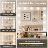 Sweetcrispy Vanity Desk with Adjustable Lighten Mirror & Power Outlet, Makeup Desk for Bedroom with a Storage Cabinet and 3 Drawers, 4 Storage Shelves, White Dresser for Girls Sweetcrispy